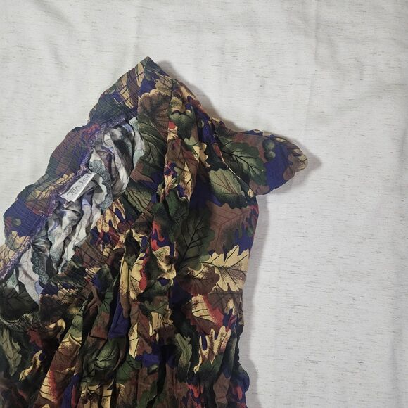 Tan Jay Vtg Midi Skirt Multicolor Leaf Foliage Woodland Fairy Sz 16 Cottagecore - Picture 9 of 9